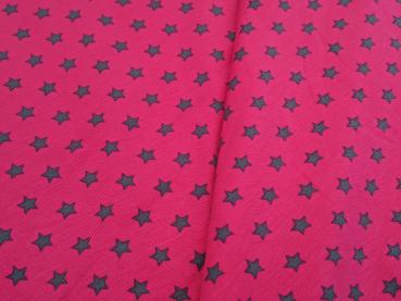 Reststück Baumwolljersey Sterne Pink/Grau 80 x 150 cm